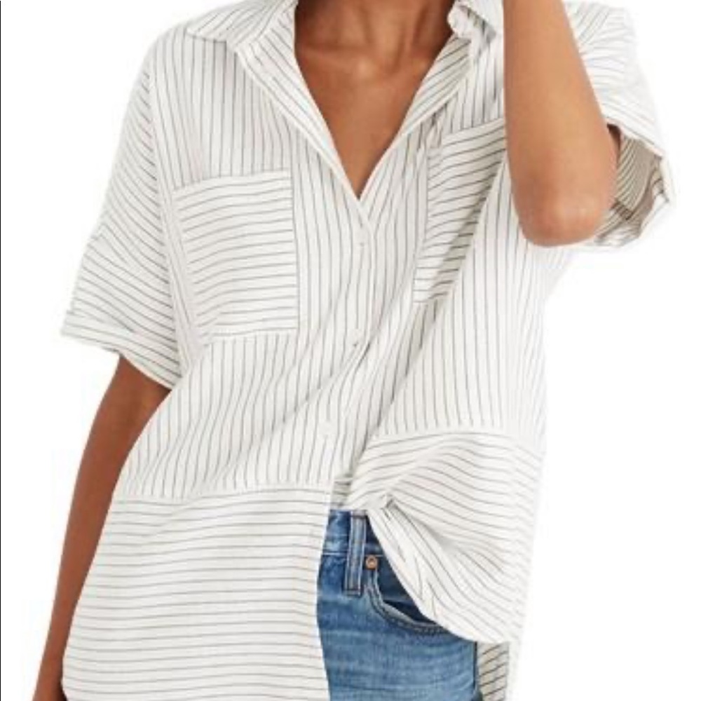 Madewell courtier flannel shirt in ivory stripe